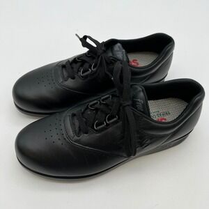 SAS Free Time Walking Shoes Women 8 Black Leather Lace Up Made in USA Comfort